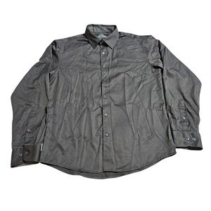 Flex Dress LS Shirt Luxury Collection Designed‎ in Italy Gray Men's Medium